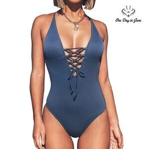Cupshe V Neck Lace Up One Piece Swimsuit Size S